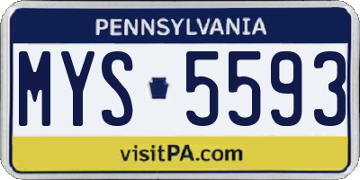 PA license plate MYS5593