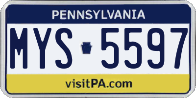 PA license plate MYS5597
