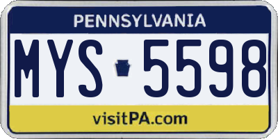 PA license plate MYS5598