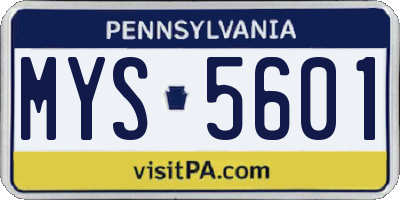 PA license plate MYS5601