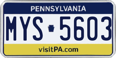 PA license plate MYS5603