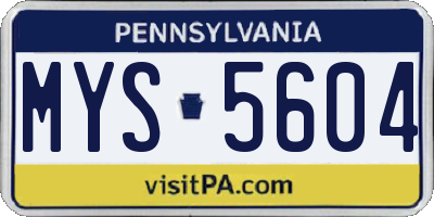 PA license plate MYS5604
