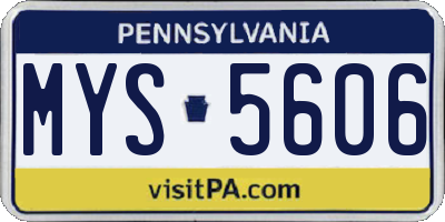 PA license plate MYS5606