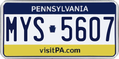 PA license plate MYS5607
