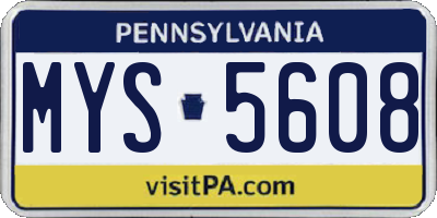 PA license plate MYS5608