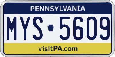 PA license plate MYS5609