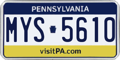 PA license plate MYS5610