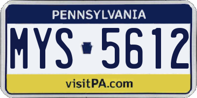 PA license plate MYS5612