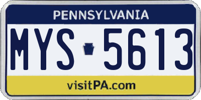 PA license plate MYS5613