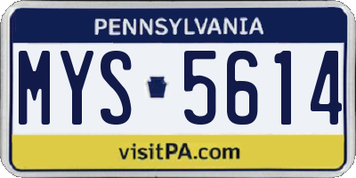PA license plate MYS5614