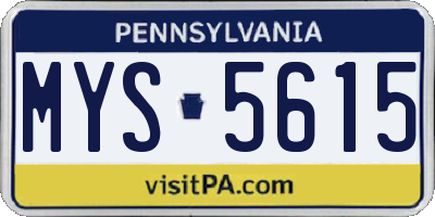 PA license plate MYS5615