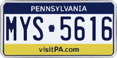PA license plate MYS5616