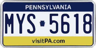 PA license plate MYS5618