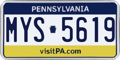 PA license plate MYS5619