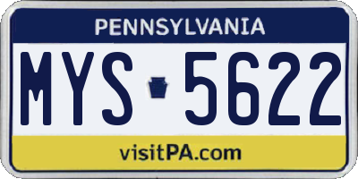 PA license plate MYS5622