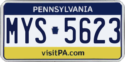 PA license plate MYS5623
