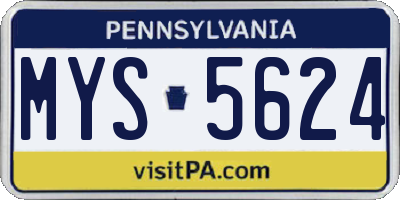 PA license plate MYS5624