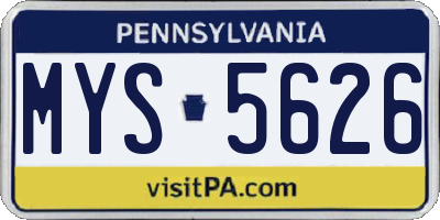 PA license plate MYS5626