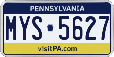 PA license plate MYS5627