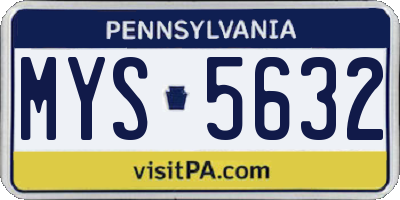 PA license plate MYS5632