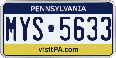 PA license plate MYS5633