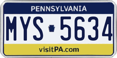 PA license plate MYS5634