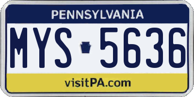 PA license plate MYS5636