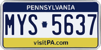 PA license plate MYS5637