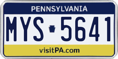 PA license plate MYS5641