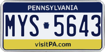 PA license plate MYS5643