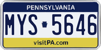PA license plate MYS5646