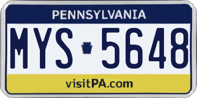 PA license plate MYS5648