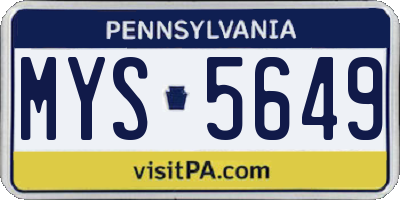 PA license plate MYS5649