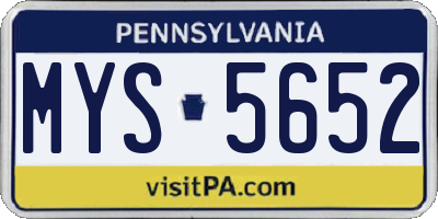 PA license plate MYS5652