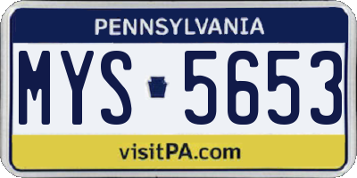 PA license plate MYS5653