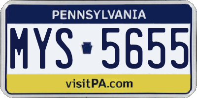 PA license plate MYS5655