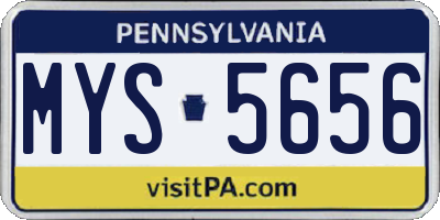 PA license plate MYS5656