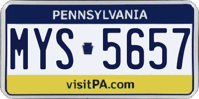 PA license plate MYS5657