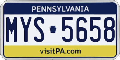 PA license plate MYS5658