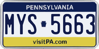 PA license plate MYS5663