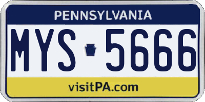 PA license plate MYS5666