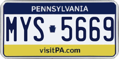 PA license plate MYS5669