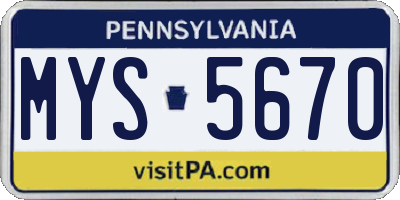 PA license plate MYS5670