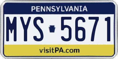 PA license plate MYS5671