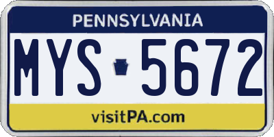 PA license plate MYS5672