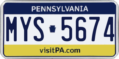 PA license plate MYS5674