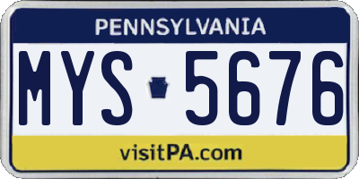 PA license plate MYS5676