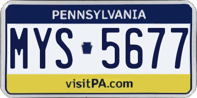 PA license plate MYS5677