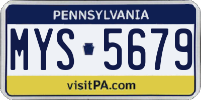 PA license plate MYS5679
