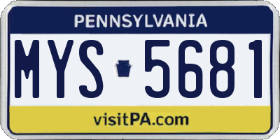 PA license plate MYS5681